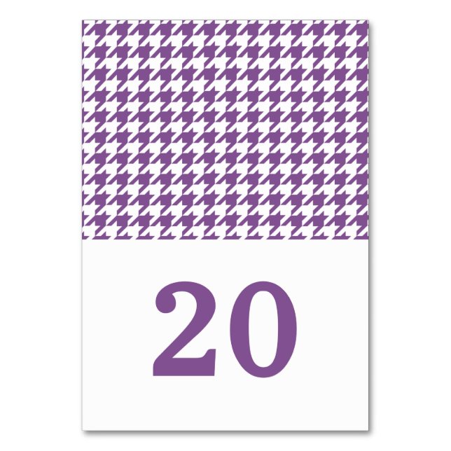 Numeração De Mesa Placa de Mesa de Casamento Roxo Houndstooth (Frente)