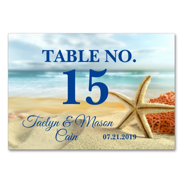 Numeração De Mesa Placa de Mesa de Cena de Praia de Casamento Tropic (Frente)