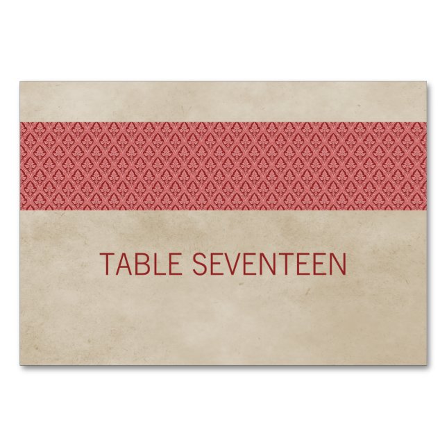 Numeração De Mesa Placa de Mesa de Damasco Russo Vermelho (Frente)