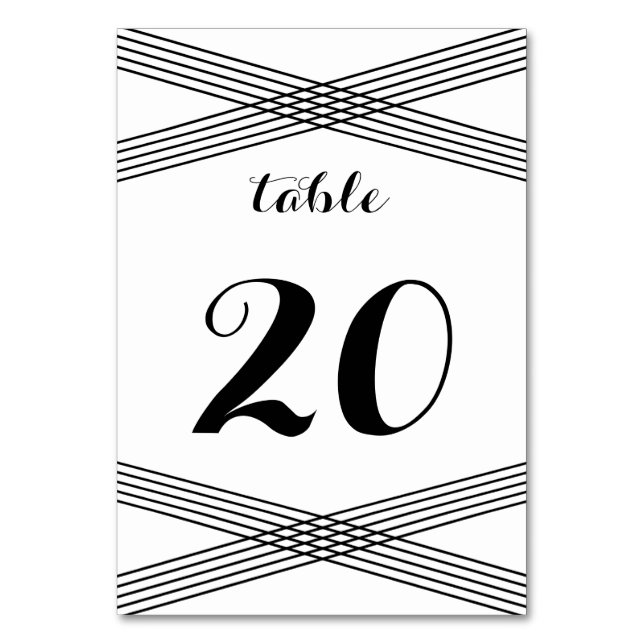 Numeração De Mesa Placa de Mesa de Deco Moderno Branco Preto (Frente)