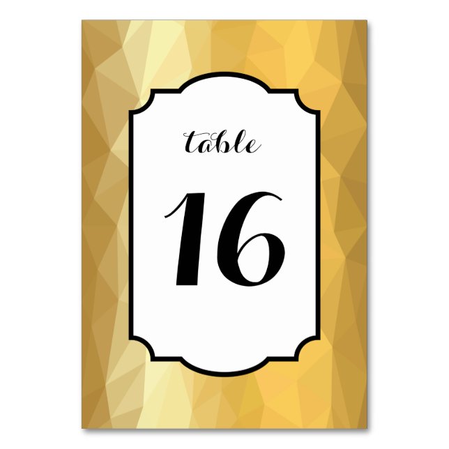Numeração De Mesa placa de mesa de efeito metálico ouro (Frente)