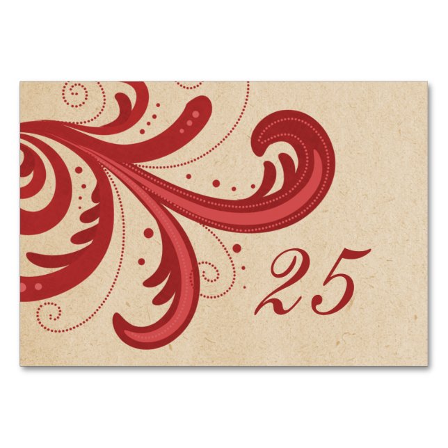 Numeração De Mesa Placa de Mesa de espiral Na moda vermelho (Frente)