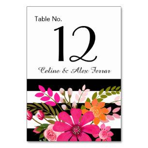 Numeração De Mesa Placa de Mesa de Flores com Faixa Preta e Branca  