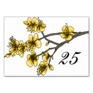 Numeração De Mesa Placa de Mesa de Flores Simples Amarelas