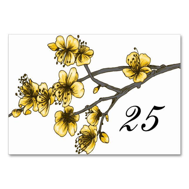 Numeração De Mesa Placa de Mesa de Flores Simples Amarelas (Frente)