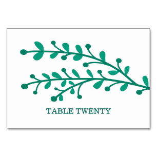 Numeração De Mesa Placa de Mesa de Folhagem Simples Verde