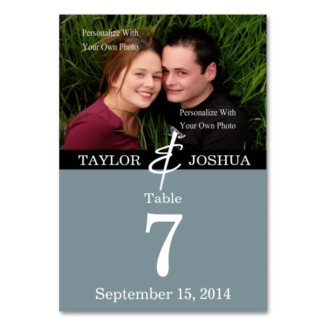 Numeração De Mesa Placa de Mesa de Fotografias Azul de Tabuleiro Mod (Frente)