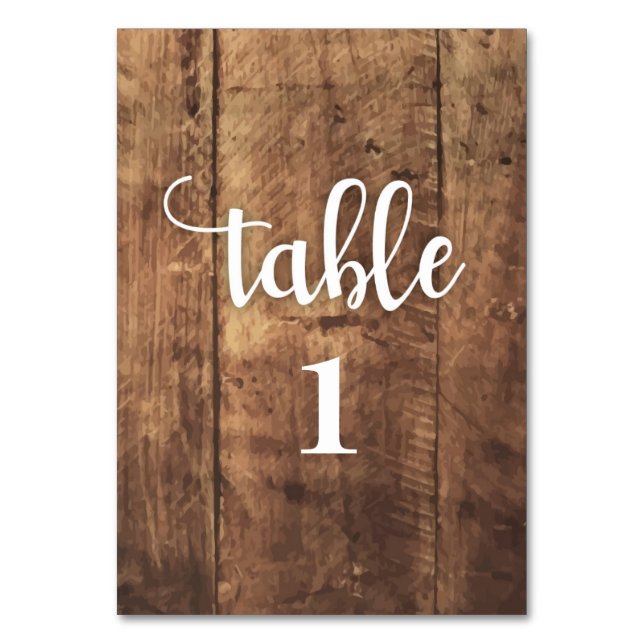 Numeração De Mesa placa de mesa de fundo rustic de madeira lateral (Frente)