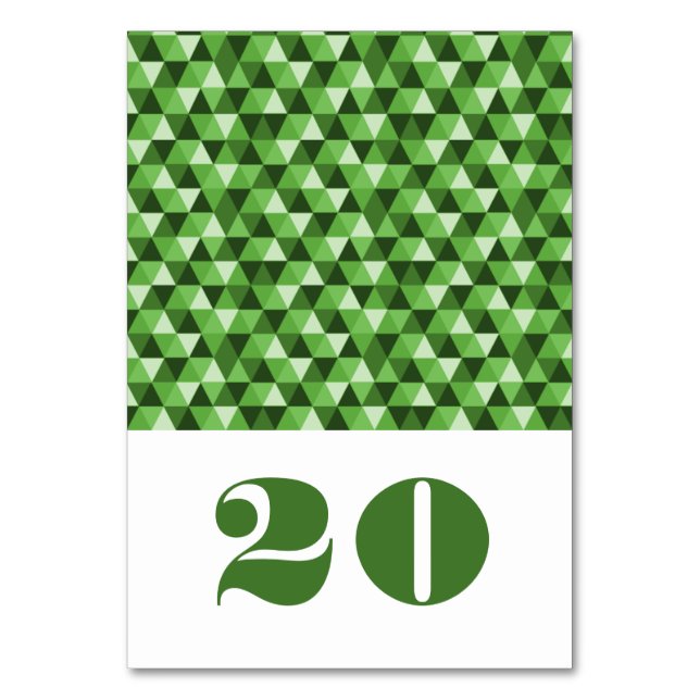 Numeração De Mesa Placa de Mesa de triângulos geométricos verdes (Frente)
