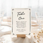 Numeração De Mesa Placa de Mesa Desenhada à Mão Branca<br><div class="desc">Este design adorável apresenta elementos desenhados à mão e um texto ousado e caprichoso.</div>
