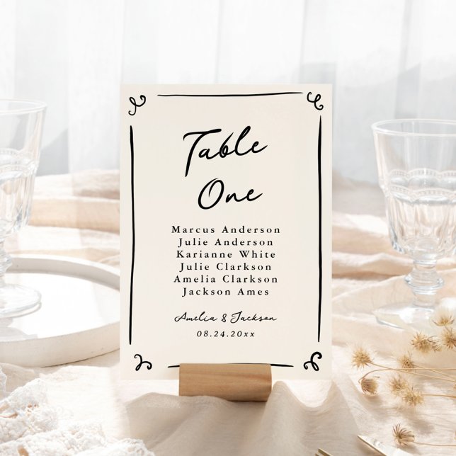 Numeração De Mesa Placa de Mesa Desenhada à Mão Branca (Criador carregado)