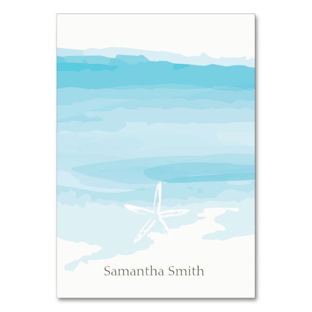 Numeração De Mesa Placa de Mesa dos Nomes de Beach Wedding (Frente)