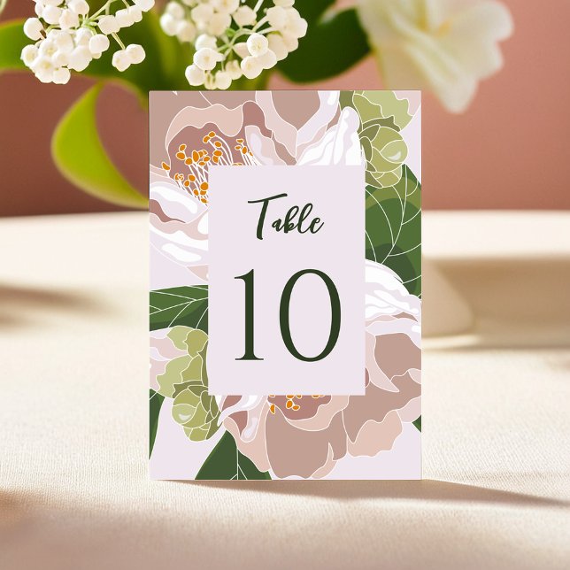 Numeração De Mesa Placa de Mesa Elegante para Lush Flower e Greenery (Lush Flower and Greenery Elegant Table Card)