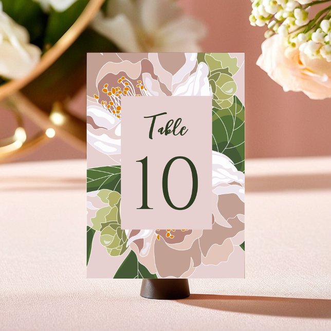 Numeração De Mesa Placa de Mesa Elegante para Lush Flower e Greenery (Lush Flower and Greenery Elegant Table Card)