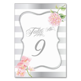 Numeração De Mesa Placa de Mesa Elegante Strips Rosa Hydrangea