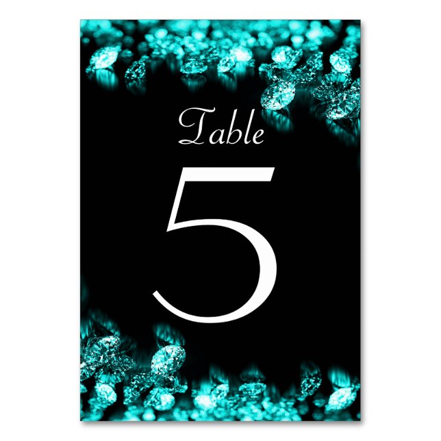 Numeração De Mesa Placa de Mesa em preto-e-turquesa (Verso)