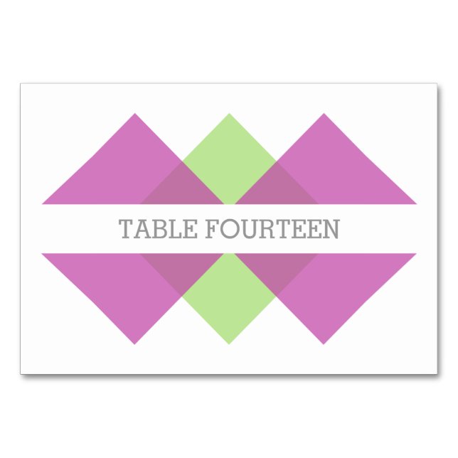 Numeração De Mesa Placa de Mesa Geométrica Verde Fuchsia (Frente)