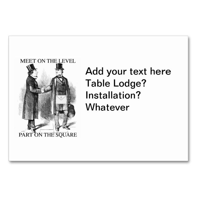 Numeração De Mesa Placa de Mesa Masonic (Frente)