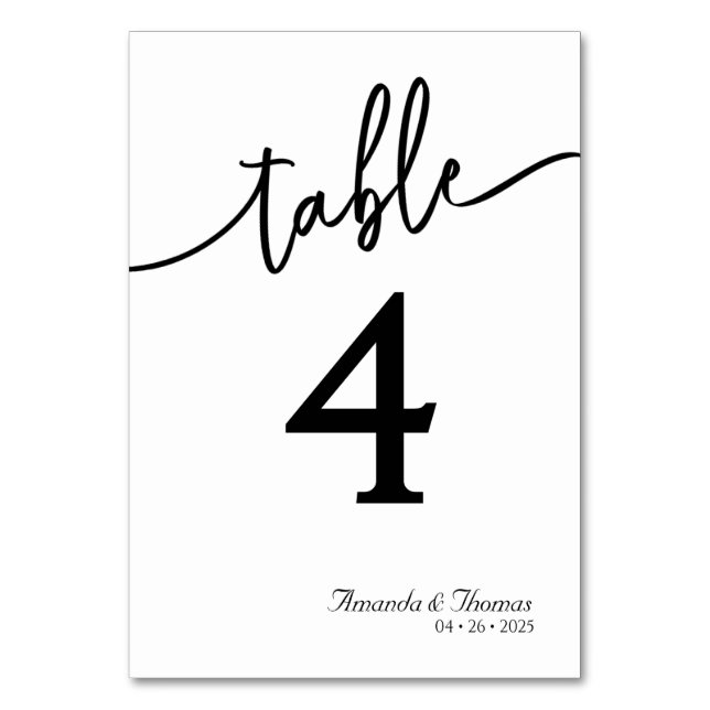 Numeração De Mesa Placa de Mesa mínima moderna e elegante (Frente)