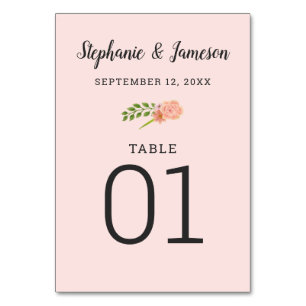 Numeração De Mesa Placa de Mesa Numerada do Hibiscus Pink e Pêssego
