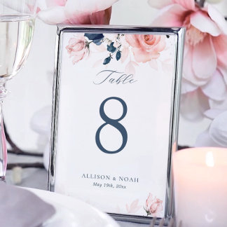 Numeração De Mesa Placa de Mesa para cadeiramento floral azul-marinh