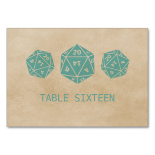 Numeração De Mesa Placa de Mesa para Jogador de Dice Grunge Teal D20