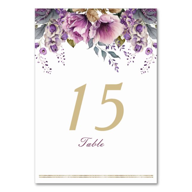 Numeração De Mesa Placa de Mesa Roxo Lilac Quinceañera (Frente)