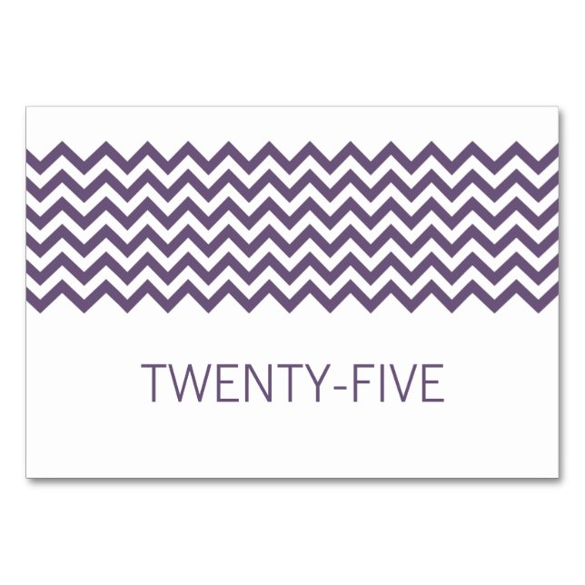 Numeração De Mesa Placa de Mesa Simples Chevron Roxo (Frente)