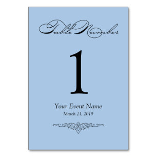 Numeração De Mesa Placa de Mesa Simples e Elegante Azul Claro