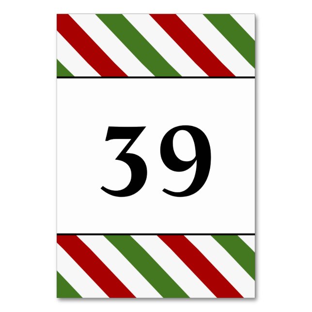 Numeração De Mesa Placa de Mesa verde, branca e vermelha riscada (Frente)