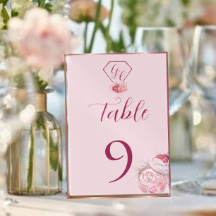 Numeração De Mesa Placa de Mesa Vermelha e Cor-de-Rosa Esbranquiçada