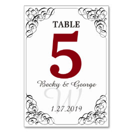 Numeração De Mesa Placa de Mesa Vertical Vermelha e Branca