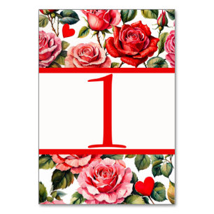 Numeração De Mesa Placa de Mesa Vintage Rosas e Corações