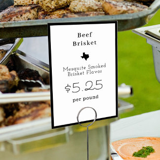 Numeração De Mesa Placa de nome de Comida moderna minimalística do T