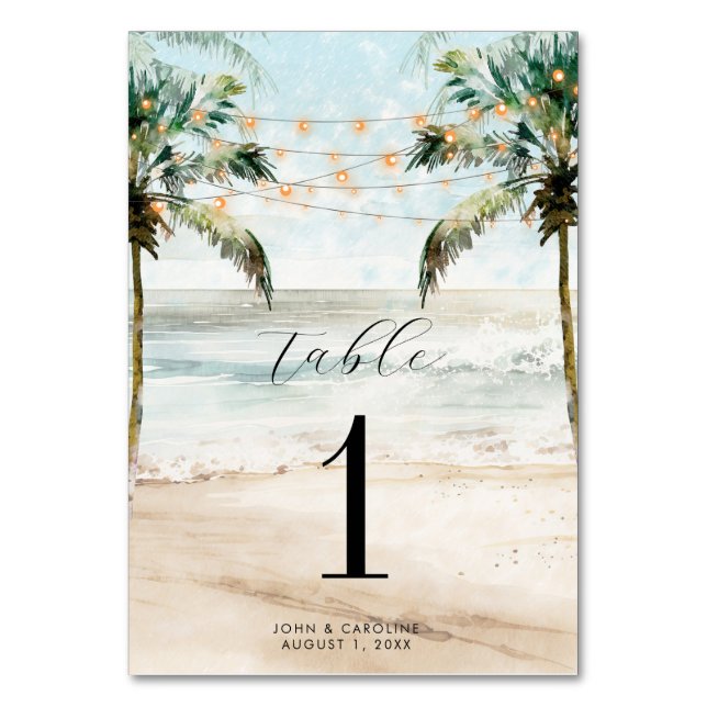 Numeração De Mesa Placa de número da mesa de casamento Boho Beach Pa (Frente)