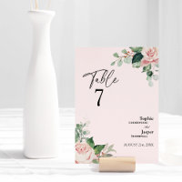 Placa de Número da Tabela de Casamento Cor-de-Rosa