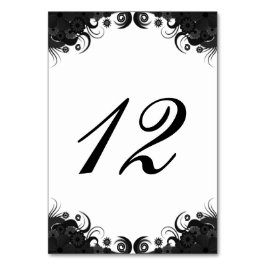 Numeração De Mesa Placa de Número da Tabela de Recepção Floral Preta