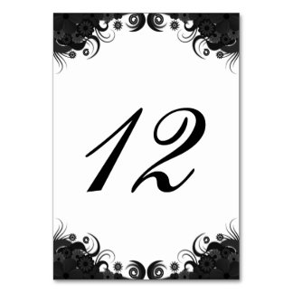 Numeração De Mesa Placa de Número da Tabela de Recepção Floral Preta