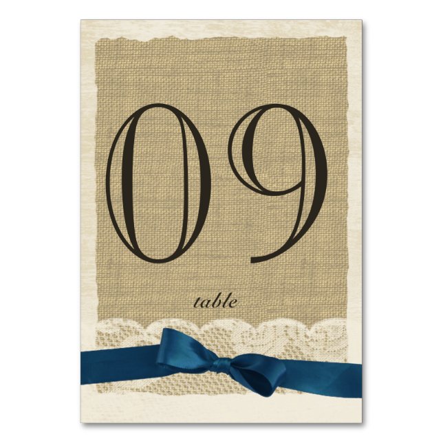 Numeração De Mesa Placa de número da tabela de rendas e Arcos azuis  (Verso)