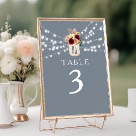 Numeração De Mesa Placa de Número de Mesa Rústica Azul Empoeirada