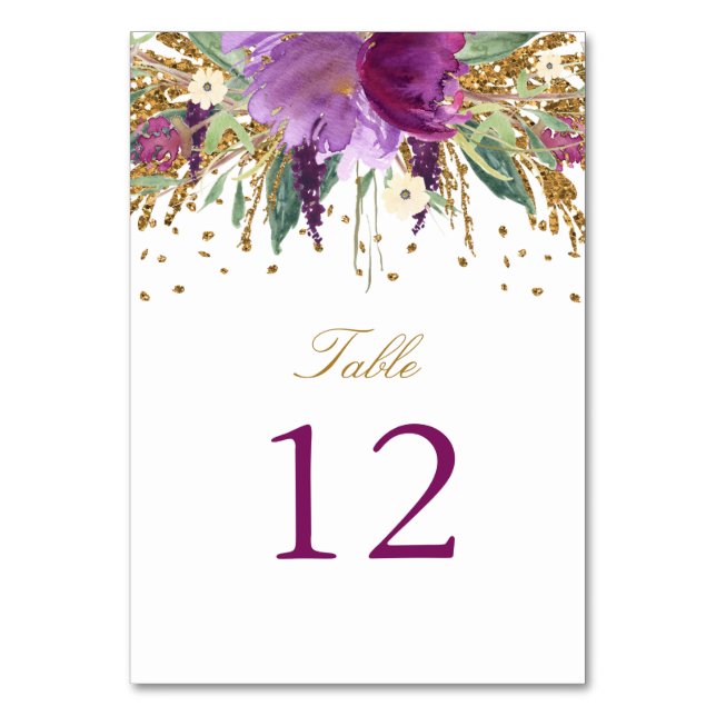 Numeração De Mesa Placa de Número de Tabela Ametist Floral (Frente)
