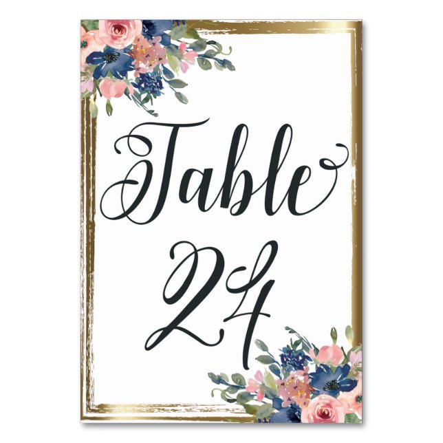 Numeração De Mesa Placa de Número de Tabela de Caligrafia Floral de  (Frente)