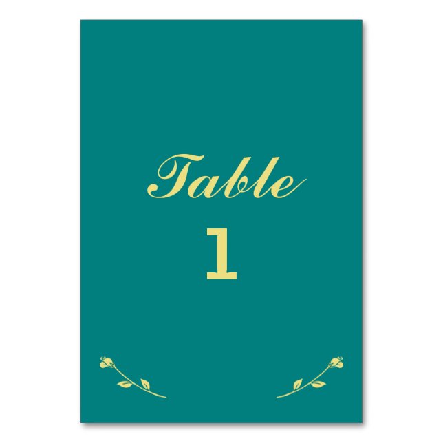 Numeração De Mesa Placa de número de tabela Dourada e Teal (Frente)