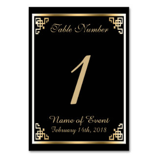 Numeração De Mesa Placa de Número de Tabela Elegante Preta e Dourada