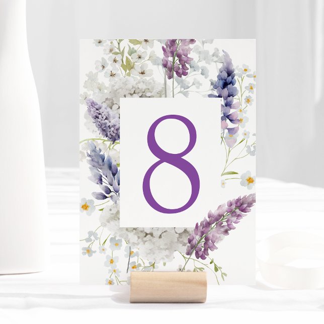 Numeração De Mesa Placa de Número de Tabela Floral Roxo + Lavanda (Criador carregado)