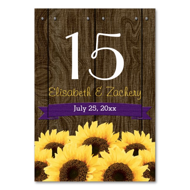 NUMERAÇÃO DE MESA PLACA DE NÚMERO DE TABELA RUSTIÇA RUSTIC SUNFLOWER (Frente)