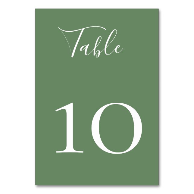 Numeração De Mesa Placa de Número de Tabela Verde Sage (Frente)