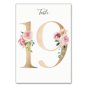 Numeração De Mesa Placa de números de tabela floral do ouro 19