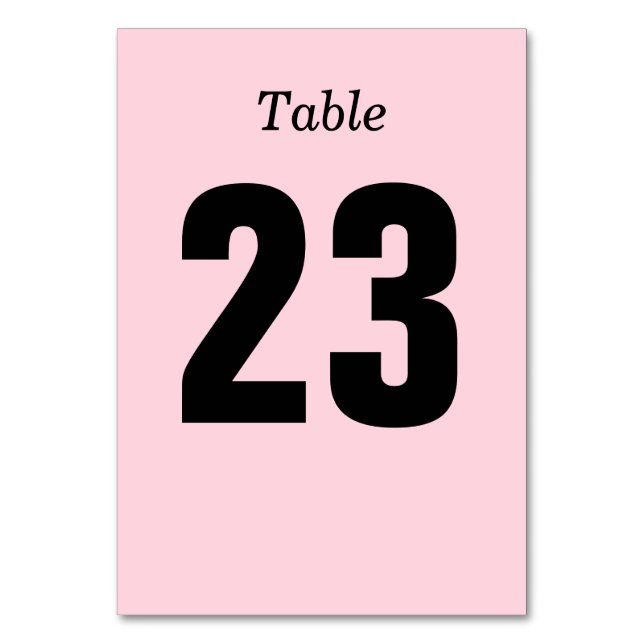 Numeração De Mesa Placa de números de tabela simples, rosa e preta (Frente)