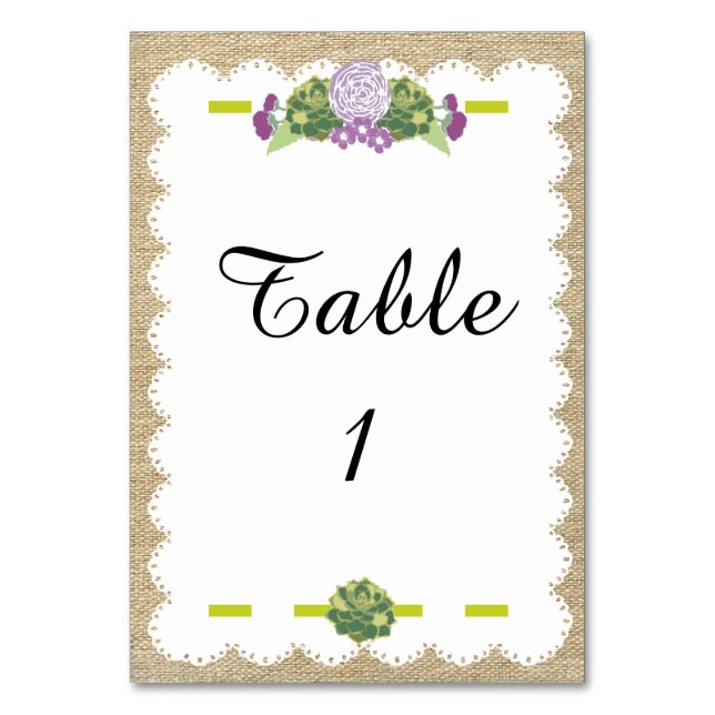 Numeração De Mesa Placa de segurança burlap (Frente)